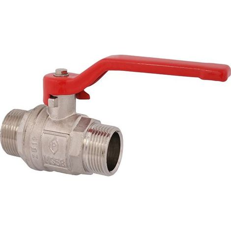 JS KUGELHAHN, VOLLER DURCHG, DN15 AGxAG, 1/2", 66MM, STAHLGR.ROT, VERN.
