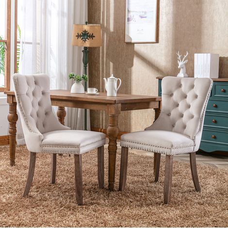 MEUBLIV Esszimmerstuhl 62 cm beige – hoher gepolsterter Rücken, 2er-Set (1/5)