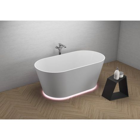 Azura Home Design – Baignoire îlot ALBAREA LED 150 x 75 cm – Éclairage LED multi-couleur à télécommande – Capacité 150 L – Installation facile (1/5)