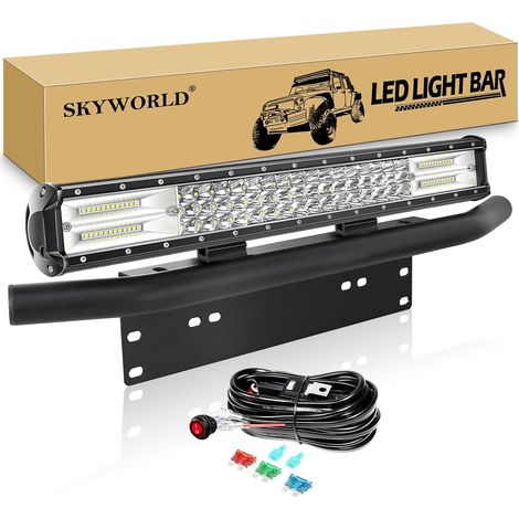 50CM 288W Led Light Barre avec Support de Plaque, 12V Câblage Kit Straight Led Light Bar, Support de Plaque d'immatriculation et Câblage pour 4x4 Offroad Véhicules Voiture Camion SUV (1/5)