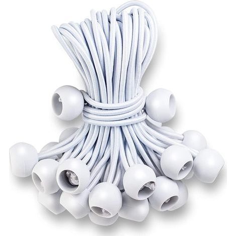 100 Stück Gummiseil mit Kugel, 15 cm/6 Zoll Planenspanner, elastisches Seil mit Kugel für Zelte, Planen, Poster, Camping (Weiß) (1/5)