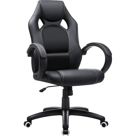 SONGMICS Sedia da Ufficio Girevole, Altezza Regolabile, Poltrona da Gaming, da Computer, con Meccanismo di Inclinazione, Nero OBG56B (1/5)