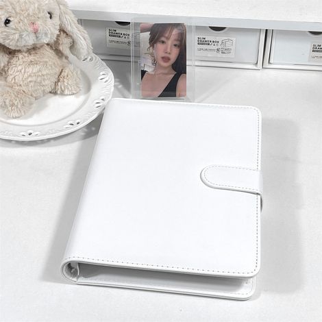 Classeur album photo en cuir PU A5 avec 25 pochettes intérieures, classeur de cartes photo pour souvenirs et rangement de photos, mini album pour films pour famille et mariage, couleur blanc (1/5)