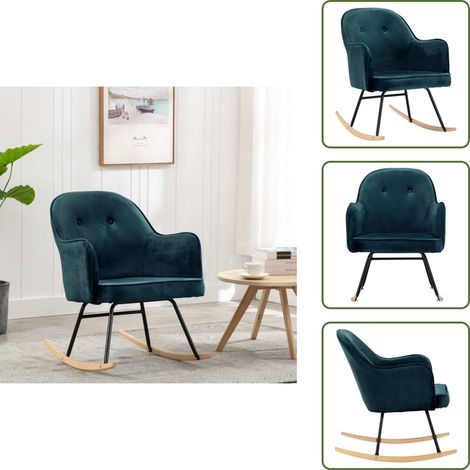 Chaise à bascule Bleu Velours - Chaise À Bascule - Fauteuil Balançoire - Chaise Lounge - Mobilier Extérieur - Décoration Intérieure (1/5)