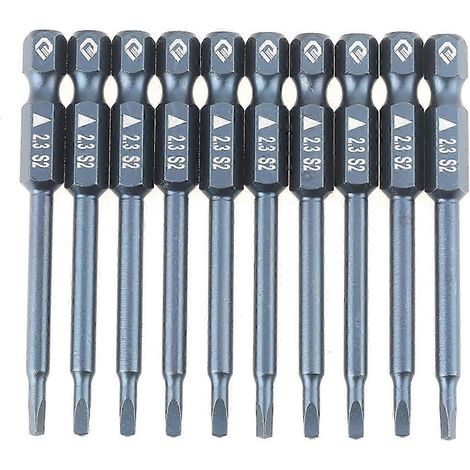 Jeu de 10 embouts de tournevis triangulaires en acier allié S2, tige de 65 mm (1/4 pouce), dimensions : H6,3 x 65 mm x 2,3 mm (1/5)