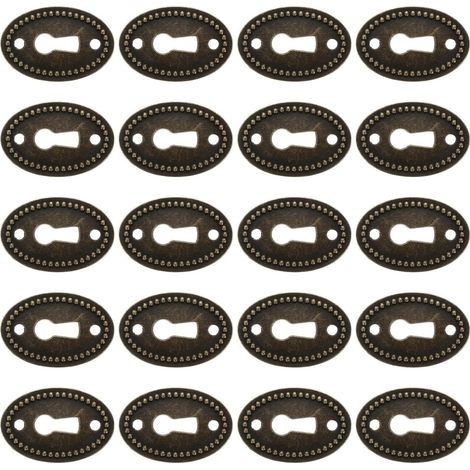 Cache-serrure ovale antique en alliage de zinc noir, 20 pièces plaque de serrure ancienne pour porte de meuble et tiroir, cadeau pendaison de crémaillère (1/5)