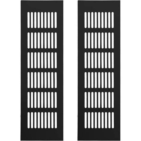 Lüftungsgitter aus Aluminium, 2 Stück, Lüftungsgitter, rechteckiges Lüftungsgitter, Lüftungsgitter aus Legierung, Außenlüftungsgitter für Belüftung, Schwarz, 250 x 80 mm (1/5)