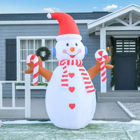 240 cm großer aufblasbarer Schneemann, Weihnachtsdekoration für den Außenbereich mit LED-Beleuchtung, wasserdichtes Polyester, IP44