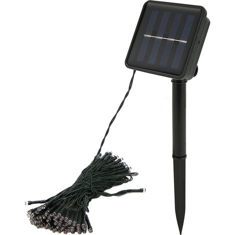 Guirlande lumineuse solaire LED de 12 m, 100 LED, 8 modes d'éclairage, ultra longue et décorative pour l'extérieur (1/5)