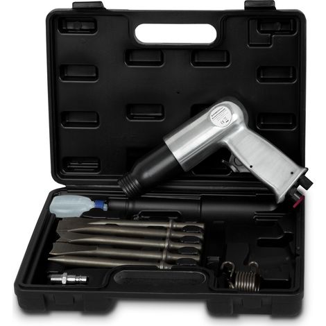 Eberth – Marteau burineur pneumatique 4500c/min – 1,2 joule – Pour béton et maçonnerie – Coffret 10 burins en acier dur - 10pcs