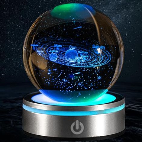3D Solar System Crystal Ball Colorful LED Night Light Touch Glass Ball Astronomical Decoration Child Gift (1/5)