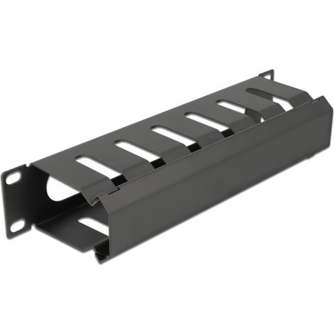 Delock Panel de gestiÃ³n de cables de 10 con apertura 1U negro