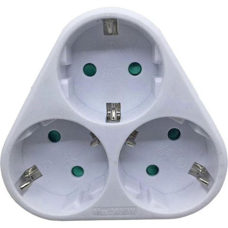 3-fach EU-Steckdose, Steckdosenverteiler, Steckdosenleiste, Mehrfachsteckdose De Wyelv (1/2)