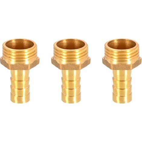 Raccord de tuyau avec dents en laiton, 12 mm à 1,27 cm de filetage extérieur BSP, adaptateurs de tuyau, 3 pièces (1/3)