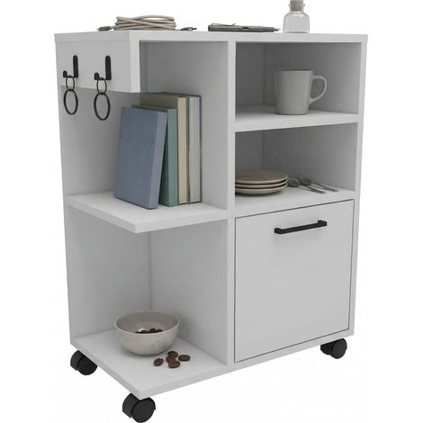 Armadio Multiuso 1 Anta Fornelli, 5 Ripiani, Un'anta, 5 Vani, 81x60h cm Bianco