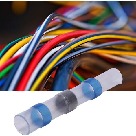 50 connecteurs thermorétractables étanches, blancs, à extrémités soudées, pour câbles électriques de section 16-14 AWG. (1/5)