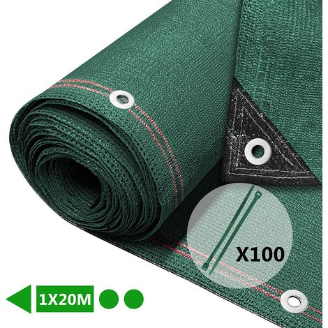 VOUNOT® Zaunblende 1×20m, Sichtschutz Zaun 230 g/m² HDPE Schattiernetz, Grün