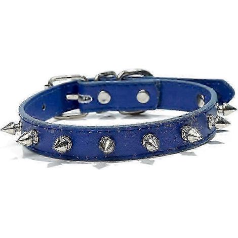 Colliers pour petits chiens en cuir uni, résistants aux morsures et réglables, bleu XL (1/5)