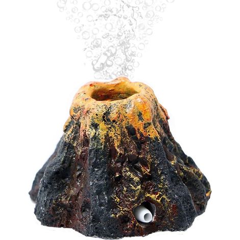 TuseRxln Ornements de décoration d'aquarium - Kit de décoration de volcan d'aquarium - Forme de volcan réaliste avec effet de bulle et finition sûre - 1 pièce - Pour aquariums d'eau douce sans décolor (1/5)