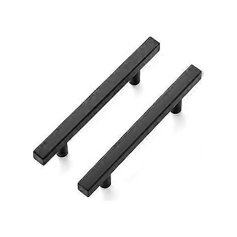 10er-Pack 15,2 cm große, quadratische Schrankgriffe aus mattschwarzem Edelstahl für Küchenschubladen und Schränke, 15,2 cm Länge, 9,5 cm Lochabstand