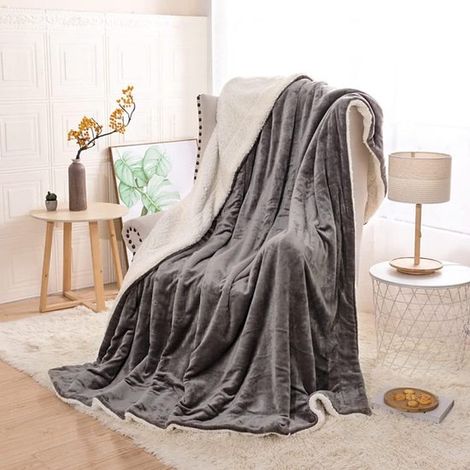 Couverture en flanelle polaire - Gris foncé - Style campagnard - Jeté de canapé, lit ou chaise de bureau - 100 x 120 cm - Double face douce - Lavable - Idée cadeau (1/5)