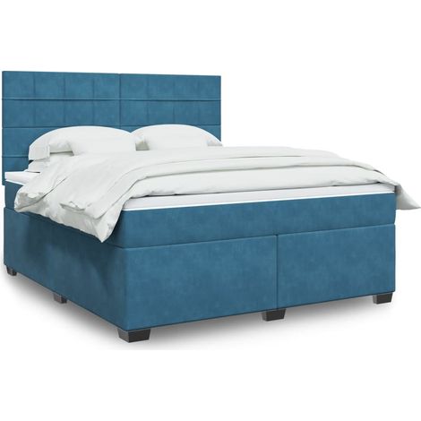 vidaXL Lattenrost und Matratze blau 180x200 cm Velours (1/5)