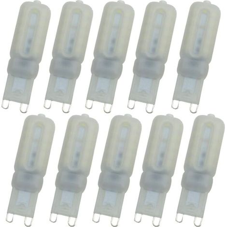 Lot de 10 ampoules LED G9 blanc chaud 3000 K équivalent à une ampoule halogène 30 W G9 ampoule LED bi-broches G9 2835 22 LED AC220 V LED ampoule de projecteur Classe énergétique A+ [Classe énergétique (1/5)