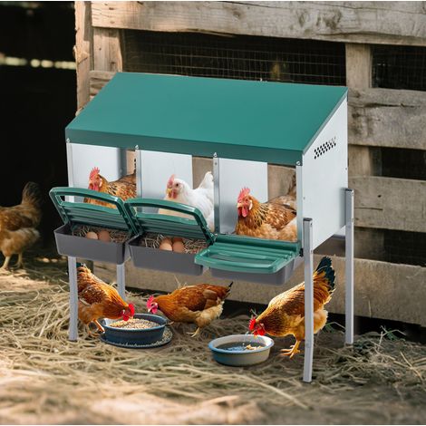 Nido para gallinas 80x33x81 cm de metal verde, fácil de montar para gallinero FloraGrace (1/5)