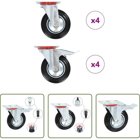 Roulettes à frein - 8 pcs Roulettes pivotantes 160 mm (1/5)