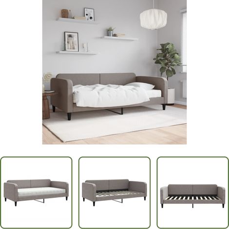 vidaXL Canapé convertible - Lit de jour avec matelas taupe 100x200 cm tissu (1/5)
