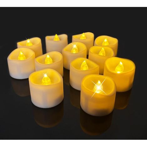 LED-Kerzen - 12er-Pack - 3V LED-Kerzen mit flackernder warmweißer Flamme, 3V elektronische blinkende künstliche Kerzen - Festliche Stimmungsbeleuchtung für Weihnachten, Halloween, Ostern usw.