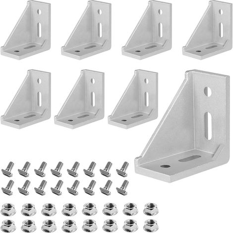 8 Pièces Matériel de Fixation en Aluminium 40x80,Angulaire Angle Connecteurs avec Vis à tête en T et écrous à Bride,Fixation du Profilé d'angle,Pour Profil d'Angle Mur (1/5)