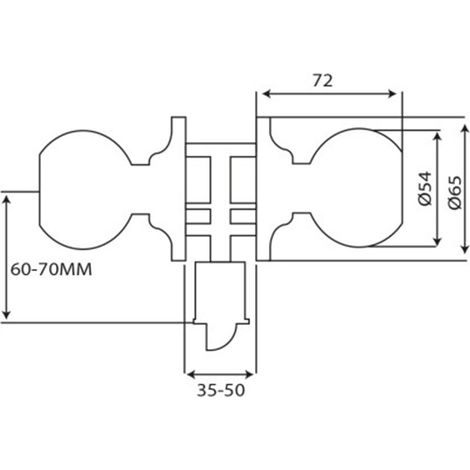 Pomo bola 60/70mm llave-condena Inther - INOX, INTHER