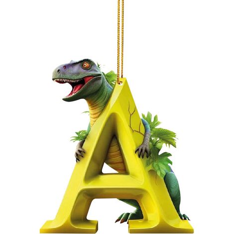 Ornement Dinosaure - Acrylique Plat 3,5 Pouces - Décoration Arbre De Noël - 26 Lettres Disponibles - Lot De 1 Pièce (1/5)