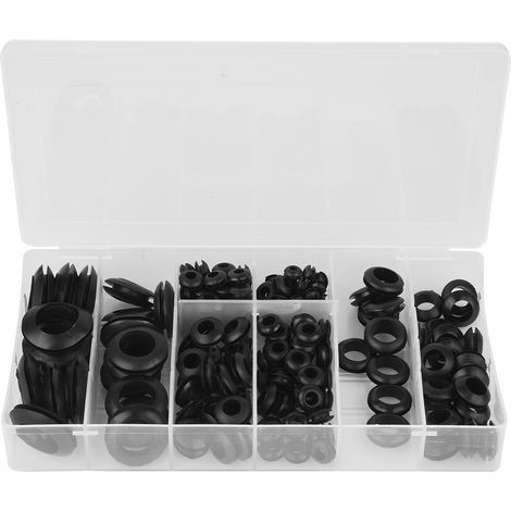 200 Stück schwarze Gummikabeldichtungen, verschiedene Größen (3/16" bis 3/4") (1/5)