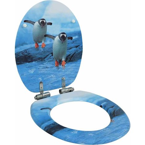 vidaXL Tapa de váter WC de cierre suave MDF diseño de pingüinos (1/4)