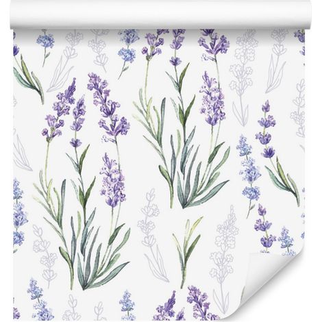 Papel pintado de lavanda para salón y dormitorio, 50x1000 cm. (1/5)