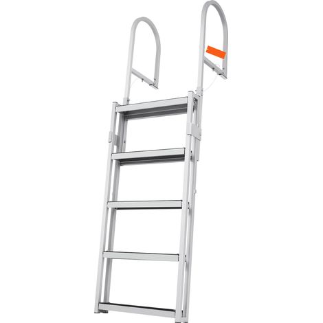 Mophorn Scaletta per Pontile Retrattile 5 Gradini, Portata 158 kg, Scaletta per Barca per Pontone Lega di Alluminio Altezza Regolabile 1700-2005 mm Tappetino in Gomma per Barca Piscina