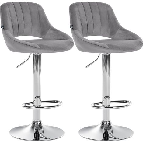Set da 2 sgabelli da bar Milet in velluto grigio scuro Metallo in look cromato