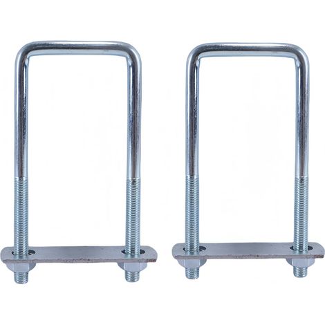 Lot de 2 boucles de fixation à étrier en U - Colliers de serrage à vis en U - Pour remorques, camions, fourgonnettes, barres de toit M10 x 60 x 150 mm (1/5)