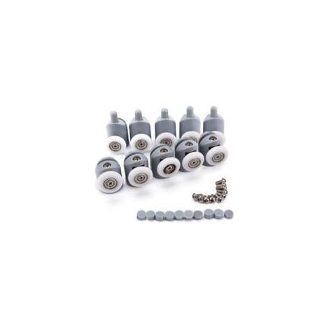 10pcs Porte de Douche Galet Ajustables Dual Rouleau Roulettes Cabine de Douche pour Salle de Bain 25mm 5 Supérieures et 5 Inférieure (1/5)