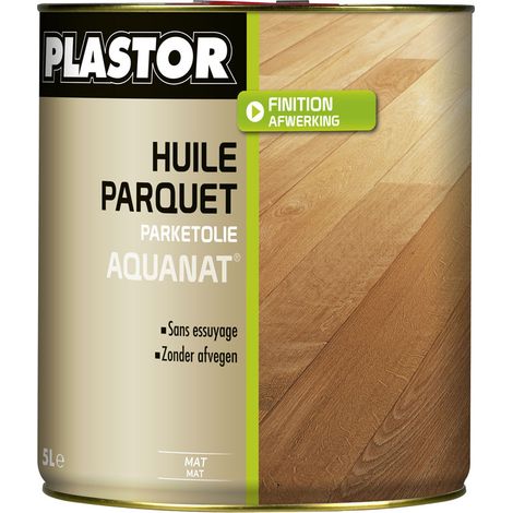 Plastor – Huile parquet sans essuyage Aquanat finition mate 5L – Pour tous types de bois intérieurs – Application facile en 3 couches