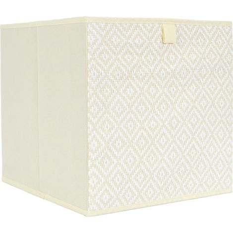 Boîte à étagère tressée, beige, 30x30cm, pliable (1/4)