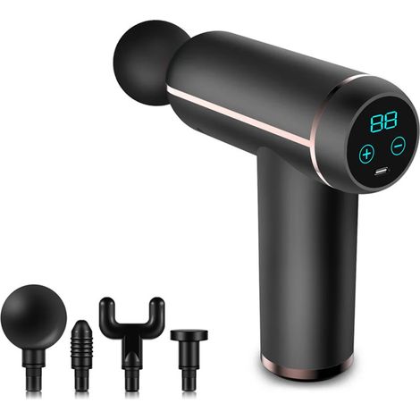 Pistolet de massage portable, pistolet de massage électrique pour les fascias, pour soulager les douleurs au cou, au dos, aux bras, aux jambes et pour masser tout le corps par vibrations pour une rela