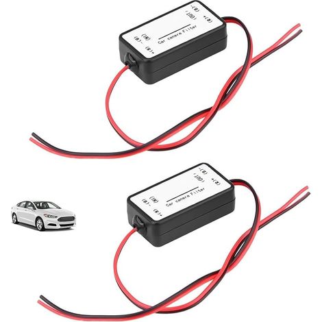 2 Pièces Redresseur Caméra de Recul, 12V DC Filtre Caméra de Recul de Voiture, Stabilisateur Tension, Améliore Clarté d'image, Élimine Interférences, Condensateur pour Majorité Véhicules et Caméras