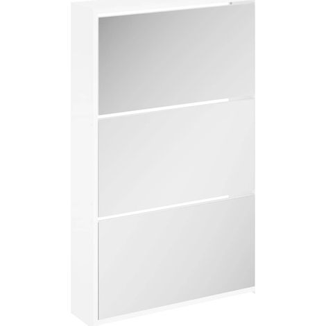Maison Exclusive - Scarpiera con Specchio 3 Strati Bianco Lucido 63x17x102,5 cm (1/5)