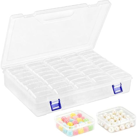 40 kleine Aufbewahrungsboxen aus Kunststoff (5,2 x 5,2 x 2 cm), transparente Aufbewahrungsboxen für Perlen, kleine Perlenorganizer mit Deckel für Kleinteile, Schmuck und Perlen (1/5)