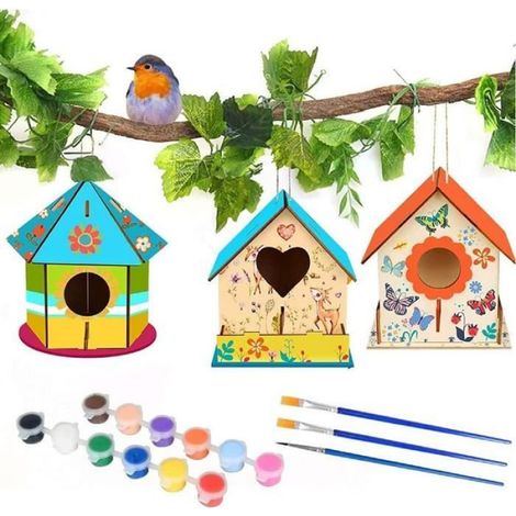 Nichoir En Bois - Pour Oiseaux - Extérieur - DIY Activités Manuelles - Enfants 6 À 10 Ans - Lot De 3 (1/4)