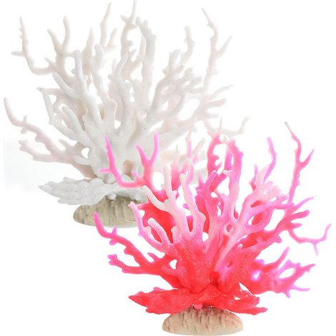 2 coraux artificiels pour aquarium, en PVC, dimensions 17 x 6,5 x 14,5 cm, décor naturel pour eau douce et salée (1/5)
