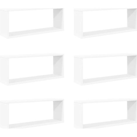 Étagères murales cube 6 pcs Étagères flottantes Blanc 60x15x23 cm Bois d’ingénierie